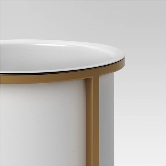 NEW Threshold White/Brass 2pc Iron Indoor / Outdoor Planter Pot with Stand - Picture 4 of 10